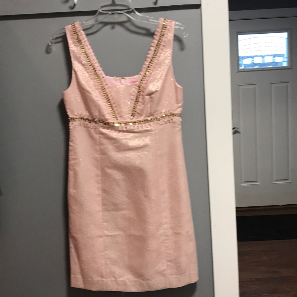 Light pink and gold trim Lily Pulitzer Dress